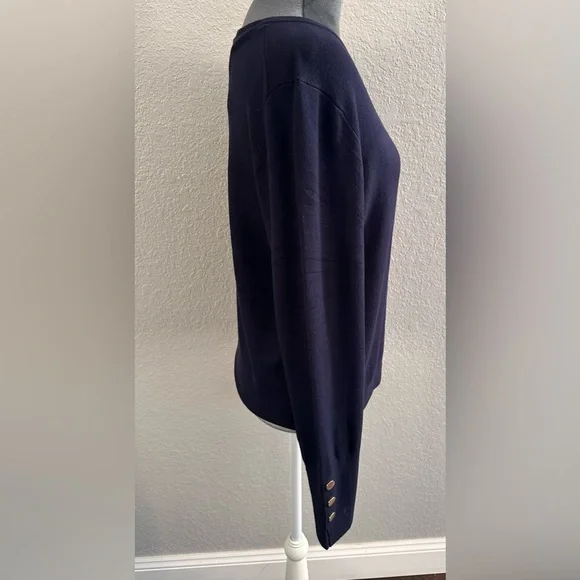 Tahari Navy Cardigan with Gold Buttons – NWT (Size: XL) - Picture 3 of 7